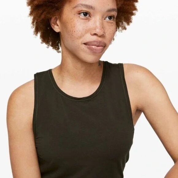 Lululemon Deep Stretch Tank Dark Olive Green Size 2 - Picture 2 of 8